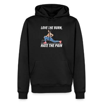 Bulgarische Kniebeuge Übung Fitness Workout Fitnessstudio - Männer Premium Bio Hoodie - Schwarz - Vorne - Nico (187cm)