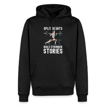 Bulgarische Kniebeuge Übung Fitness Workout Fitnessstudio - Männer Premium Bio Hoodie - Schwarz - Vorne - Nico (187cm)