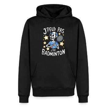 J'peux pas j'ai Badminton - Sweat à capuche Premium bio Homme - noir - Devant - Nico (187cm)