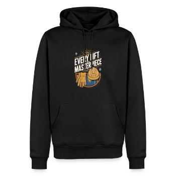 Grutier Métier Ouvrier du bâtiment - Sweat à capuche Premium bio Homme - noir - Devant - Nico (187cm)