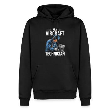 Flugzeugtechniker Avionik Wartung Flughafen - Männer Premium Bio Hoodie - Schwarz - Vorne - Nico (187cm)