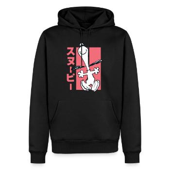 Peanuts Design Avec Snoopy Courant Drôle - Sweat à capuche Premium bio Homme - noir - Devant - Nico (187cm)