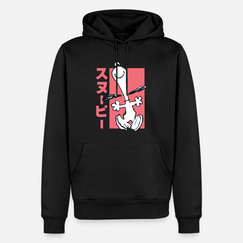 Peanuts Design Mit Rennendem Snoopy Lustig - Männer Premium Bio Hoodie - Schwarz
