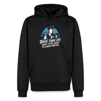 Opérateur au volant Profession Restauration rapide - Sweat à capuche Premium bio Homme - noir - Devant - Nico (187cm)