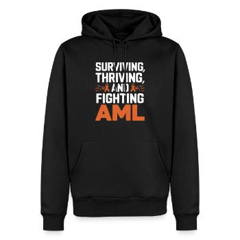 Ruban orange Sensibilisation à la leucémie myéloïde aiguë - Sweat à capuche Premium bio Homme - noir - Devant - Nico (187cm)