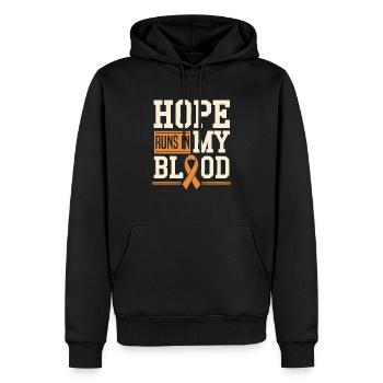 Ruban orange Sensibilisation à la leucémie myéloïde aiguë - Sweat à capuche Premium bio Homme - noir - Devant - Nico (187cm)