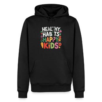 Habitudes alimentaires saines pour les enfants Manger vert - Sweat à capuche Premium bio Homme - noir - Devant - Nico (187cm)
