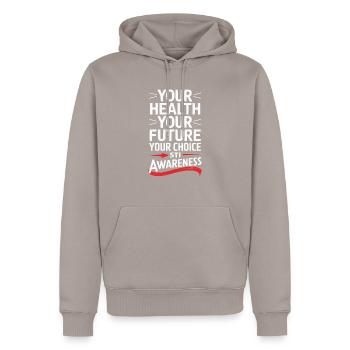 STI Awareness Sexually Transmitted Infections - Men’s Premium Organic Hoodie - taupe - Front - Nico (187cm)