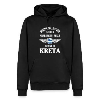 Seele in Kreta – Heimatgefühl und Urlaubsfreude - Männer Premium Bio Hoodie - Schwarz - Vorne - Nico (187cm)