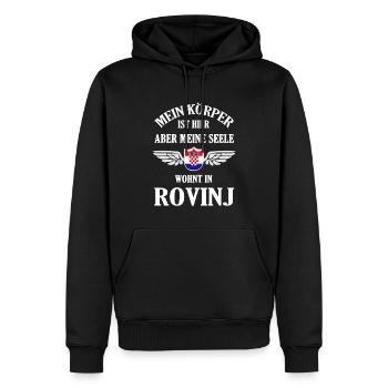 Rovinj Sehnsucht – Mediterranes Paradies in Istrie - Männer Premium Bio Hoodie - Schwarz - Vorne - Nico (187cm)