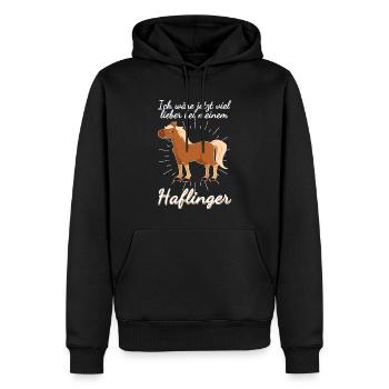 Ich wäre viel lieber bei meinem Haflinger - Männer Premium Bio Hoodie - Schwarz - Vorne - Nico (187cm)