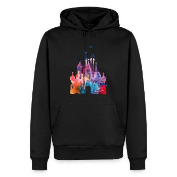 Aquarelle Princesse Château - Sweat à capuche Premium bio Homme - noir - Devant - Nico (187cm)