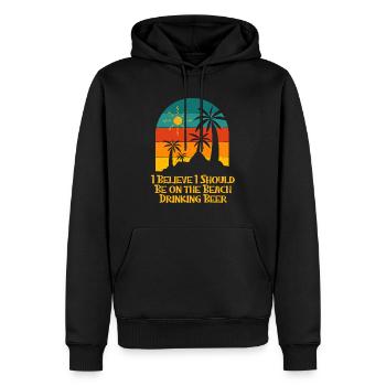 Devrait être sur la plage boire de la bière vacances - Sweat à capuche Premium bio Homme - noir - Devant - Nico (187cm)