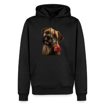Border Terrier Saint-Valentin - Sweat à capuche Premium bio Homme - noir - Devant - Nico (187cm)