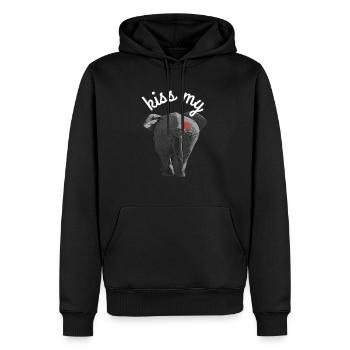 Elephant kiss my - Männer Premium Bio Hoodie - Schwarz - Vorne - Nico (187cm)