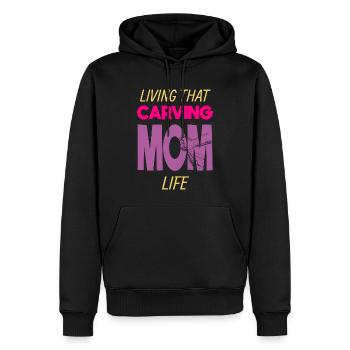 Living That Carving Mom Life Holzschnitzerin - Männer Premium Bio Hoodie - Schwarz - Vorne - Nico (187cm)