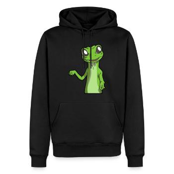 Gecko | Amphibien Haustier Tiere Eidechse Geschenk - Männer Premium Bio Hoodie - Schwarz - Vorne - Nico (187cm)