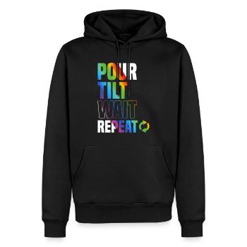 Acrylgießen - Männer Premium Bio Hoodie - Schwarz - Vorne - Nico (187cm)