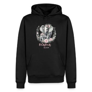 Mama 2024 Elephant Floral Wreath Celebration - Männer Premium Bio Hoodie - Schwarz - Vorne - Nico (187cm)