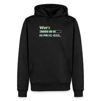 In Arbeit - Männer Premium Bio Hoodie - Schwarz - Vorne - Nico (187cm)