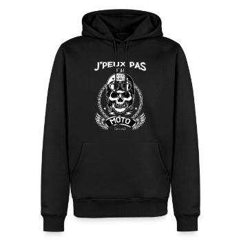 Je Peux Pas J'ai Moto, Idée Cadeau Motard - Sweat à capuche Premium bio Homme - noir - Devant - Nico (187cm)
