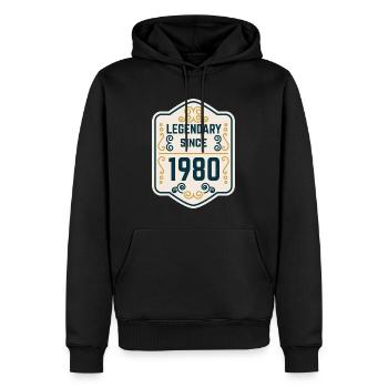Legendär seit 1980 - Männer Premium Bio Hoodie - Schwarz - Vorne - Nico (187cm)