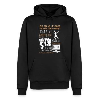 Badminton Temps Libe Cadeau Passion Humour - Sweat à capuche Premium bio Homme - noir - Devant - Nico (187cm)