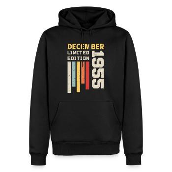 December 1955 Verjaardagscadeau - December 1955 - Mannen Premium Bio hoodie - zwart - Voor - Nico (187cm)