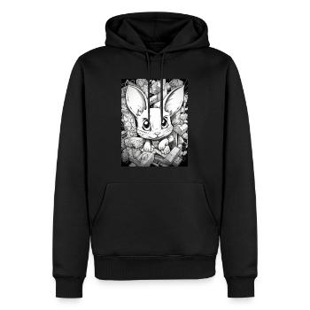 [] Lapin mignon - Sweat à capuche Premium bio Homme - noir - Devant - Nico (187cm)