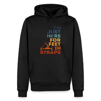 Je suis juste ici pour les pieds en sangle pilate insctructor - Sweat à capuche Premium bio Homme - noir - Devant - Nico (187cm)
