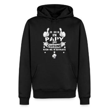 Papy Est A La Cuisine Humour Fête Grand-Père - Sweat à capuche Premium bio Homme - noir - Devant - Nico (187cm)