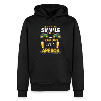 Tracteur Et Apéros On n'aime ça Cadeau Papa - Sweat à capuche Premium bio Homme - noir - Devant - Nico (187cm)