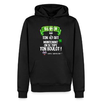 Collègue départ Citation Marrante - Sweat à capuche Premium bio Homme - noir - Devant - Nico (187cm)