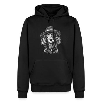 Chapeau teckel à poil long chiens chien teckel teckel - Sweat à capuche Premium bio Homme - noir - Devant - Nico (187cm)