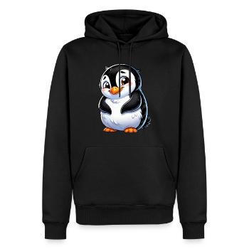 Süßer schüchterner Cartoon Pinguin - Männer Premium Bio Hoodie - Schwarz - Vorne - Nico (187cm)