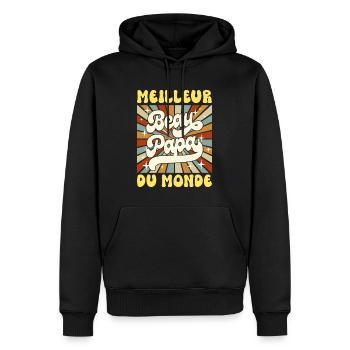 Meilleur Beau Papa Du Monde Pour Beau Père - Sweat à capuche Premium bio Homme - noir - Devant - Nico (187cm)
