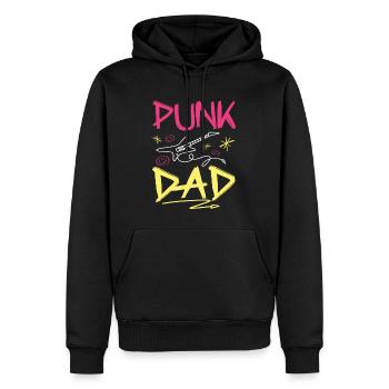 Papa Punk Rock - Sweat à capuche Premium bio Homme - noir - Devant - Nico (187cm)
