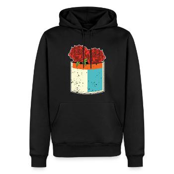 Fleurs Florales Cadeau Chest Pocket Roses - Sweat à capuche Premium bio Homme - noir - Devant - Nico (187cm)