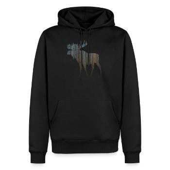 Wald Elch - Männer Premium Bio Hoodie - Schwarz - Vorne - Nico (187cm)