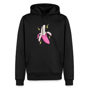 Power Banana - Männer Premium Bio Hoodie - Schwarz - Vorne - Nico (187cm)