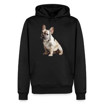 Bouledogue français Low Poly Design - Sweat à capuche Premium bio Homme - noir - Devant - Nico (187cm)