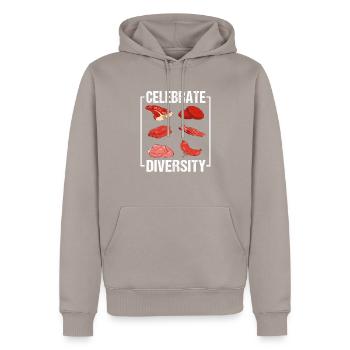 Celebrate Diversity - Meat Diversity Grilling - Men’s Premium Organic Hoodie - taupe - Front - Nico (187cm)