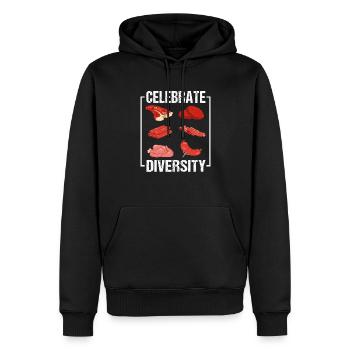Célébrez la diversité - Meat Diversity Grilling - Sweat à capuche Premium bio Homme - noir - Devant - Nico (187cm)