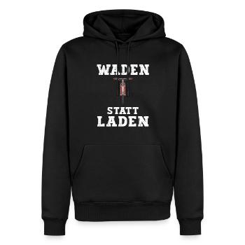 Waden statt Laden - Mountainbiken Anti Ebike - Männer Premium Bio Hoodie - Schwarz - Vorne - Nico (187cm)
