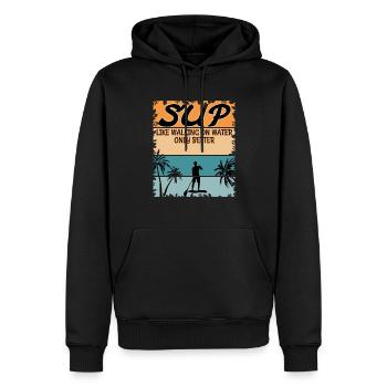Sup Vintage Rétro - Stand Up Paddle Mâle - Sweat à capuche Premium bio Homme - noir - Devant - Nico (187cm)
