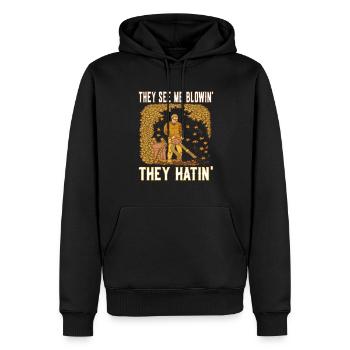 Ils me voient souffler ils haïssent - Souffleur de feuilles - Sweat à capuche Premium bio Homme - noir - Devant - Nico (187cm)