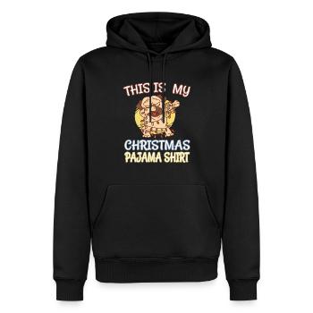 This is my Christmas Pajama Shirt - Pug Owner - Men’s Premium Organic Hoodie - black - Front - Nico (187cm)