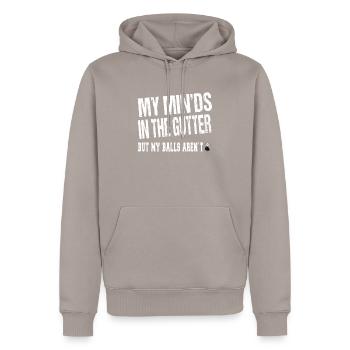 My Mind's in the gutter - Bowling Bowler - Männer Premium Bio Hoodie - Taupe - Vorne - Nico (187cm)