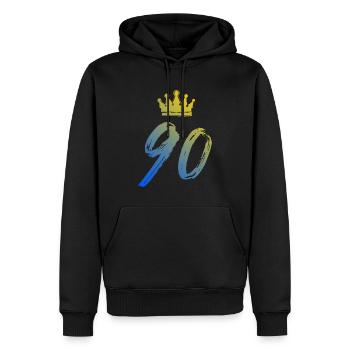 90 Zahl Krone - Männer Premium Bio Hoodie - Schwarz - Vorne - Nico (187cm)