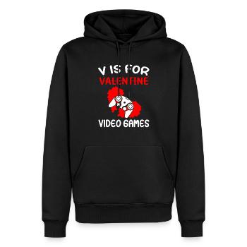 V est pour les jeux vidéo - Surprise Saint-Valentin - Sweat à capuche Premium bio Homme - noir - Devant - Nico (187cm)
